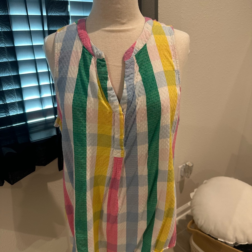 crown & ivy Multicolor Plaid Sleeveless Blouse